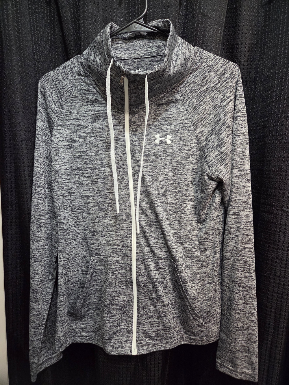 Under Armour Gray Marled Full-Zip Hoodie with White Accents - Picture 2 of 7